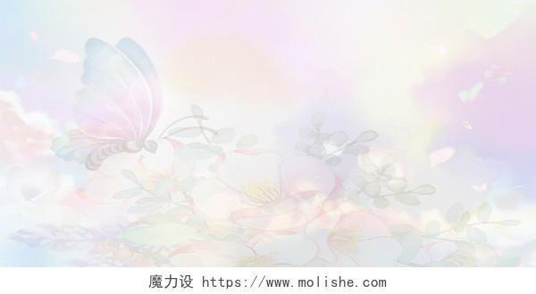 古风水彩水墨花卉插画古风中国风花背景展板背景